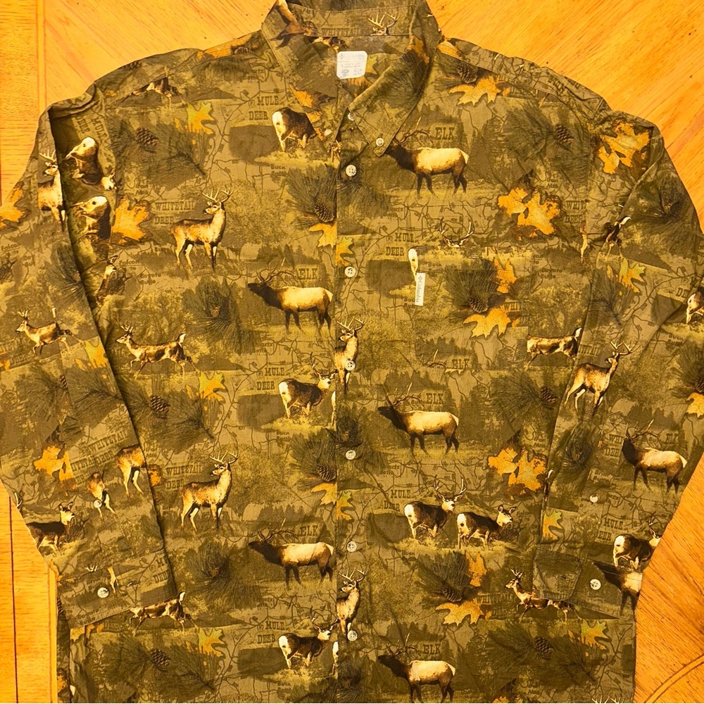 Columbia PHG Performance Hunting Shirt Men’s 2XL Green Button-Up Mule Deer Elk